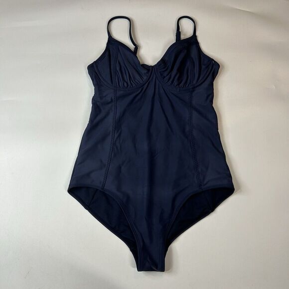Athleta One Piece Swimsuit Womens 38 B/C Underwire Navy Blue Swimwear Modest - Picture 1 of 6